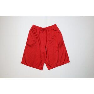 Vintage 90s Streetwear Mens Medium Blank Above Knee Mesh Basketball Shorts Red
